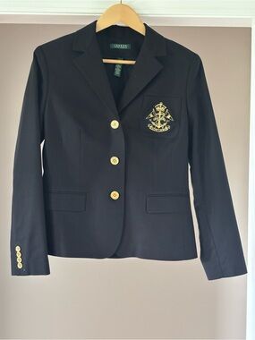 Lauren Ralph Lauren Black Blazer with Gold Crest Buttons